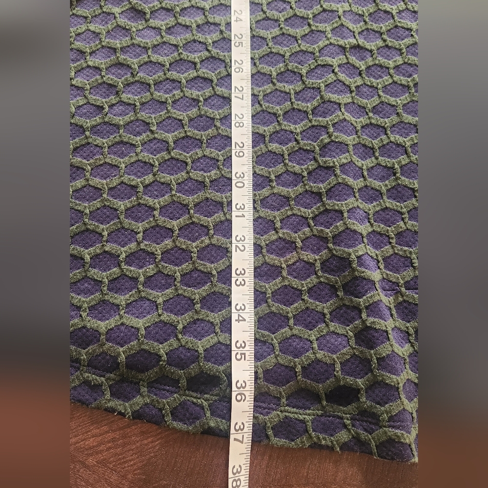 Pixley Blue and Green Casual Dress With Honeycomb Textured Pattern - Picture 12 of 12